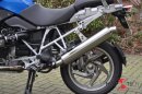 BMW R 1200 GS und GS Adventure  2010-2013 - SS12-RS (Reduced Sound): Runder Hattech Endschalldämpfer mit EG-ABE (mit Lautstärkereduzierung) gebürstet & Anlauffarben an den Sichtschweißnähten