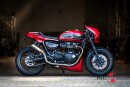 HATTECH Auspuff - RENNSTALL MOTO - OYK75 High  - Euro 4 - Schalldämpfer mit Anbauteilen für TRIUMPH Speed Twin / Thruxton 1200 / R / RS auf original Krümmer - EU-Typgenehmigung