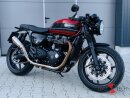 HATTECH Auspuff - RENNSTALL MOTO - OYK75 High  - Euro 4 - Schalldämpfer mit Anbauteilen für TRIUMPH Speed Twin / Thruxton 1200 / R / RS auf original Krümmer - EU-Typgenehmigung