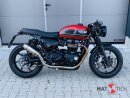 HATTECH Auspuff - RENNSTALL MOTO - OYK75 High  - Euro 4 - Schalldämpfer mit Anbauteilen für TRIUMPH Speed Twin / Thruxton 1200 / R / RS auf original Krümmer - EU-Typgenehmigung