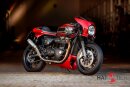 HATTECH Auspuff - RENNSTALL MOTO - OYK75 High  - Euro 4 - Schalldämpfer mit Anbauteilen für TRIUMPH Speed Twin / Thruxton 1200 / R / RS auf original Krümmer - EU-Typgenehmigung