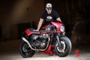 HATTECH Auspuff - RENNSTALL MOTO - OYK75 High  - Euro 4 - Schalldämpfer mit Anbauteilen für TRIUMPH Speed Twin / Thruxton 1200 / R / RS auf original Krümmer - EU-Typgenehmigung